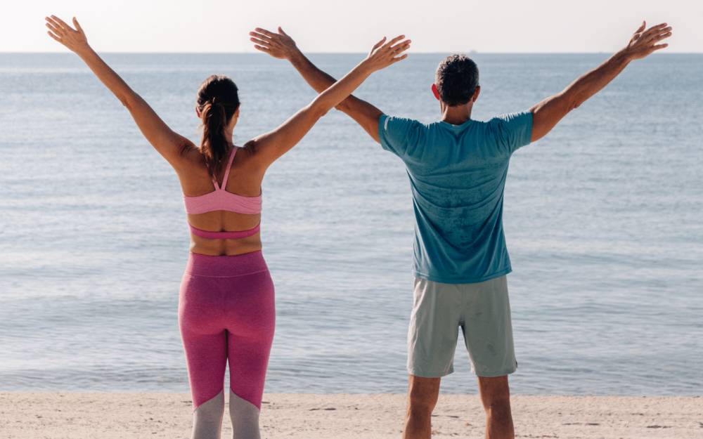 Awaken your senses with oceanfront yoga at sunrise, a rejuvenating way to begin your day at The Palms Hotel & Spa.