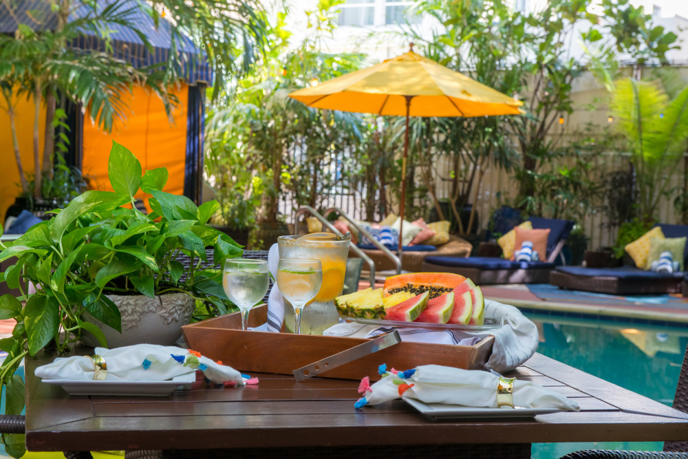 Fresh Fruits Served by the Pool