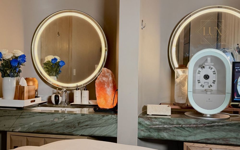 Luxury spa treatment room at Lux MedSpa Brickell inside SLS LUX, offering spa day and hotel spa experiences in Miami.