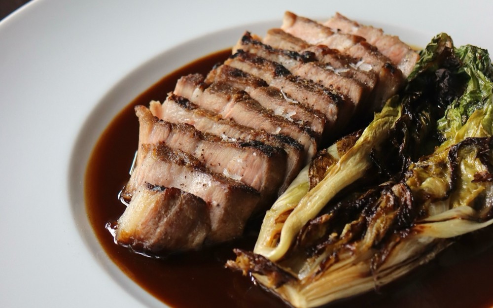 Berkshire Pork Collar, Guava Poivrade, Local Turnips