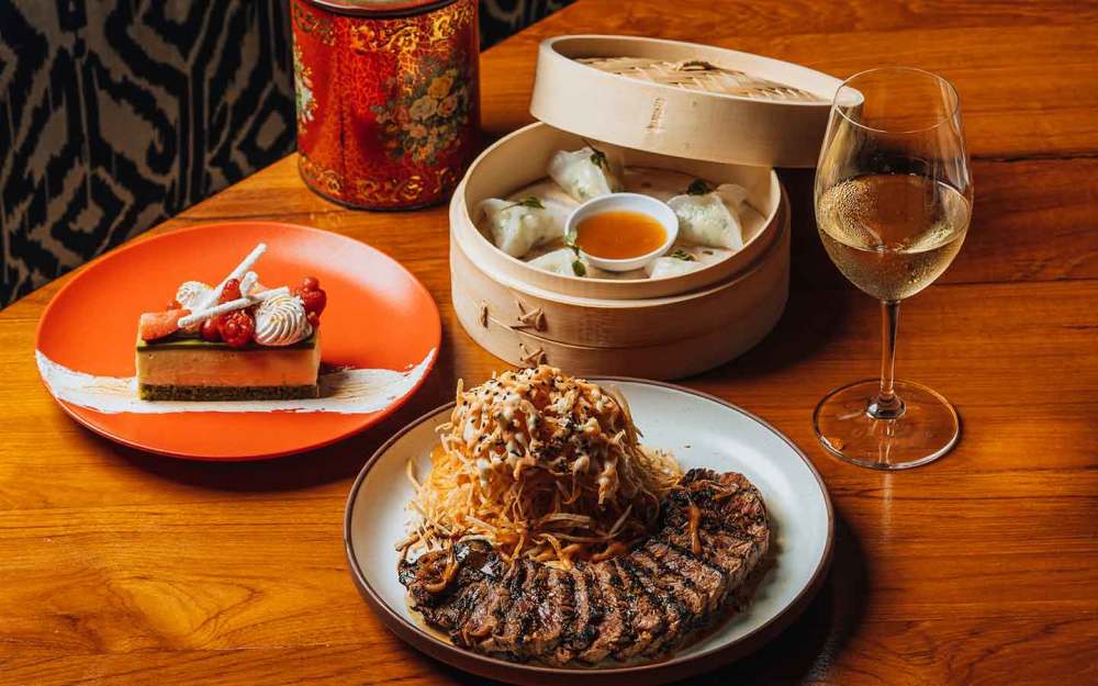 Chilean Seabass Dumplings, Grilled Szechuan Beef and Matcha Shortcake.