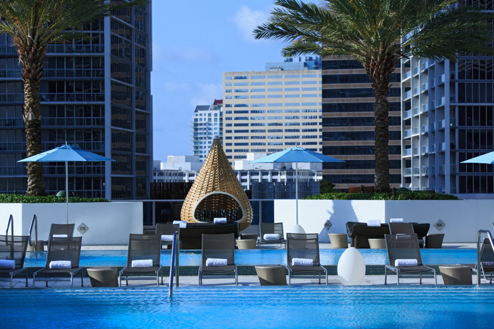 EPIC Hotel Pool located on our 16th floor overlooking the bay and city lights