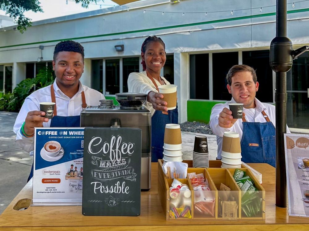 Easterseals South Florida Culinary Arts Students working on Coffee On Wheels.