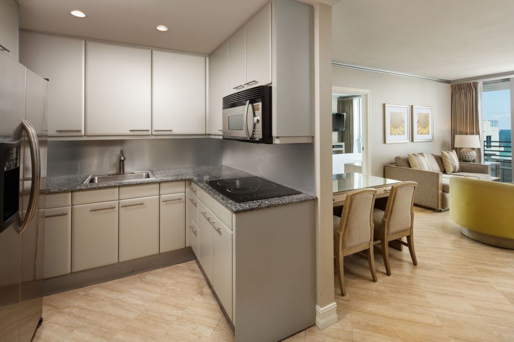 Kitchen complete with stainless-steel appliances.