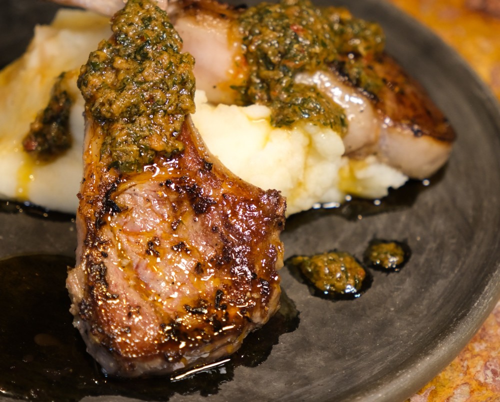 mashed potatoes and a homemade anise chimichurri