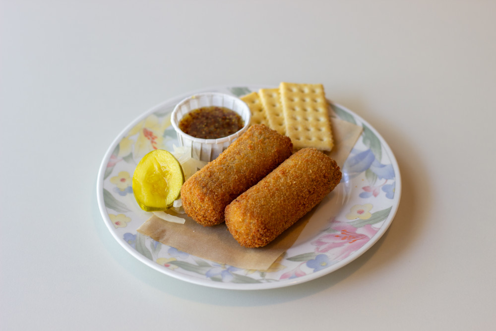 Bleu Cheese Crumbles, Hot Sauce, Saltines, Pickles.