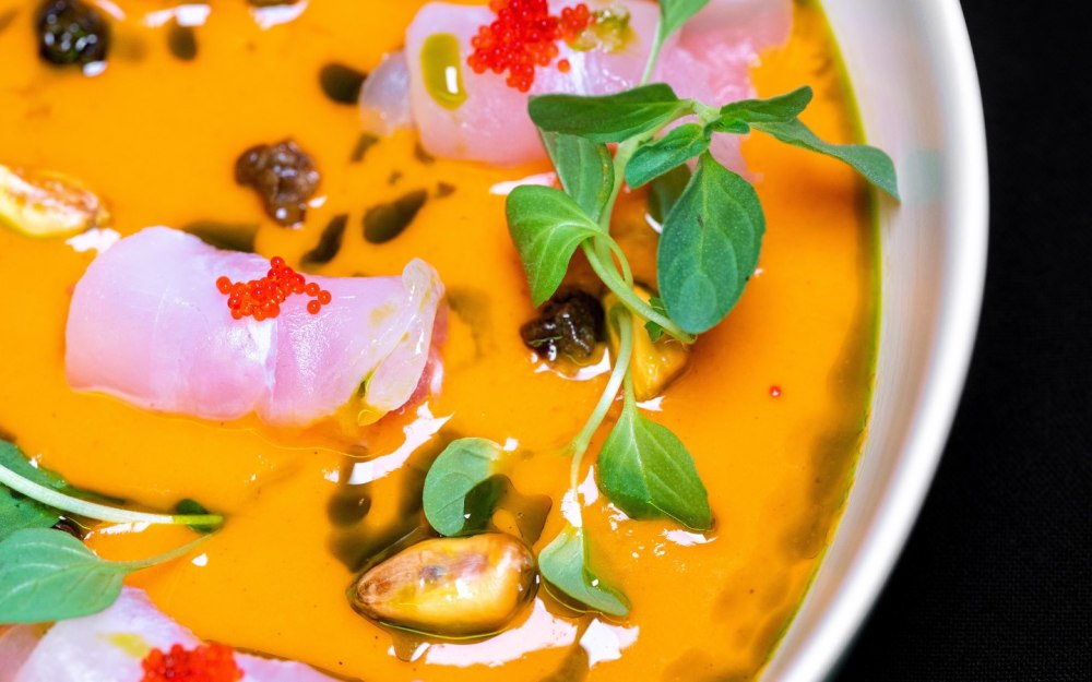 mahi | rocoto leche de tigre | huacatay | red tobiko | capers | cancha