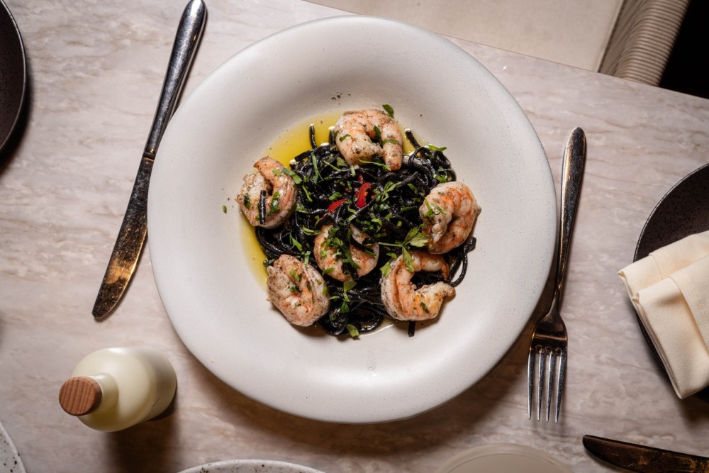 Black Shrimp Scampi Linguine
