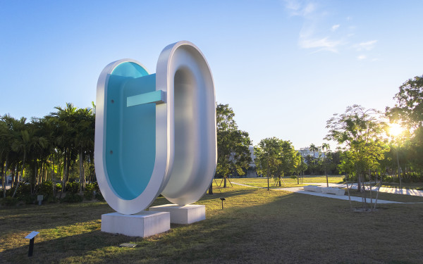 Blue skies and a sculpture at Pride Park