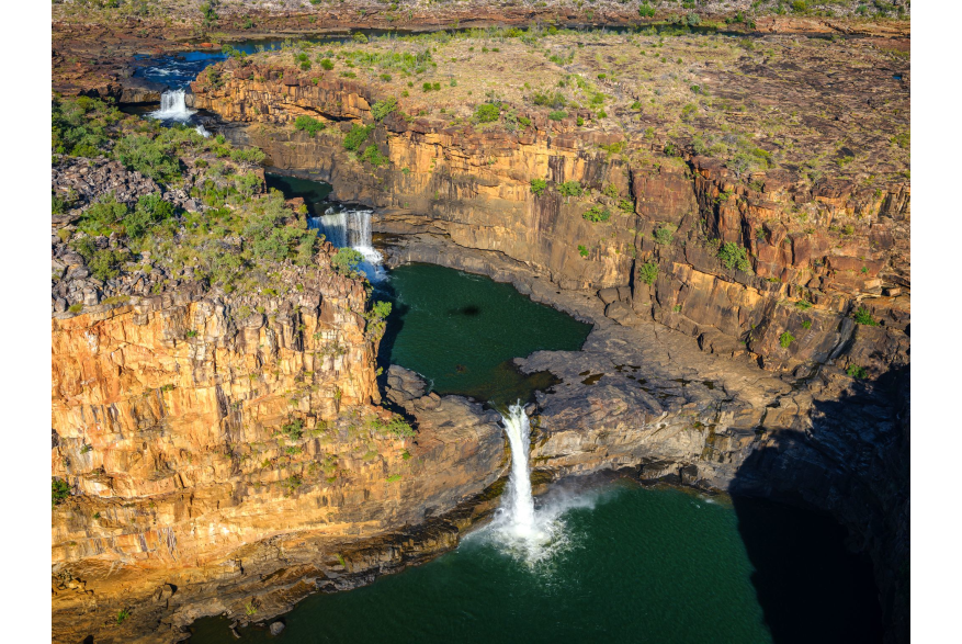 Aerial view of Mitchell Falls from the left side