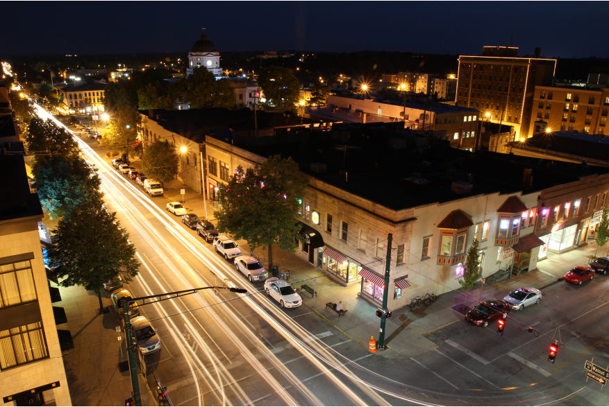 Bloomington at night