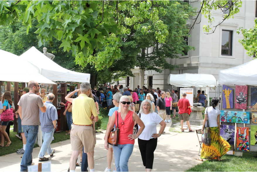 People Walking Around At Arts Fair on the Square In Bloomington