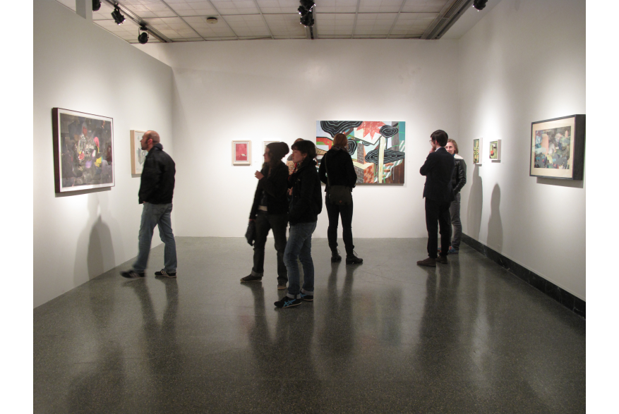 People Enjoying Art At Grunwald Gallery of Art In Bloomington, IN