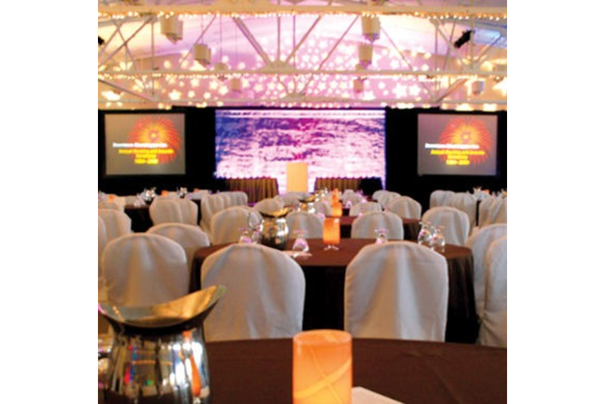 meeting room set up for a presentation