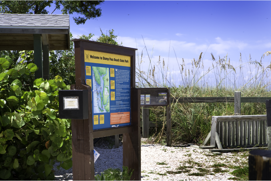 Welcome and Information Sign at Stump Pass Beach State Park