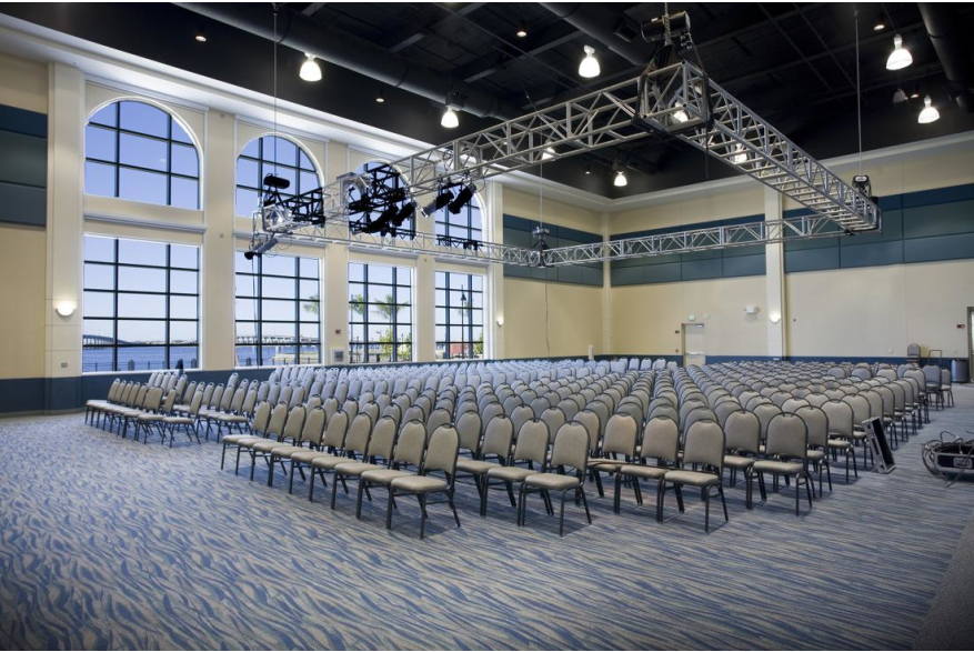 Main Ballroom with Chairs Setup in Rows for conference.