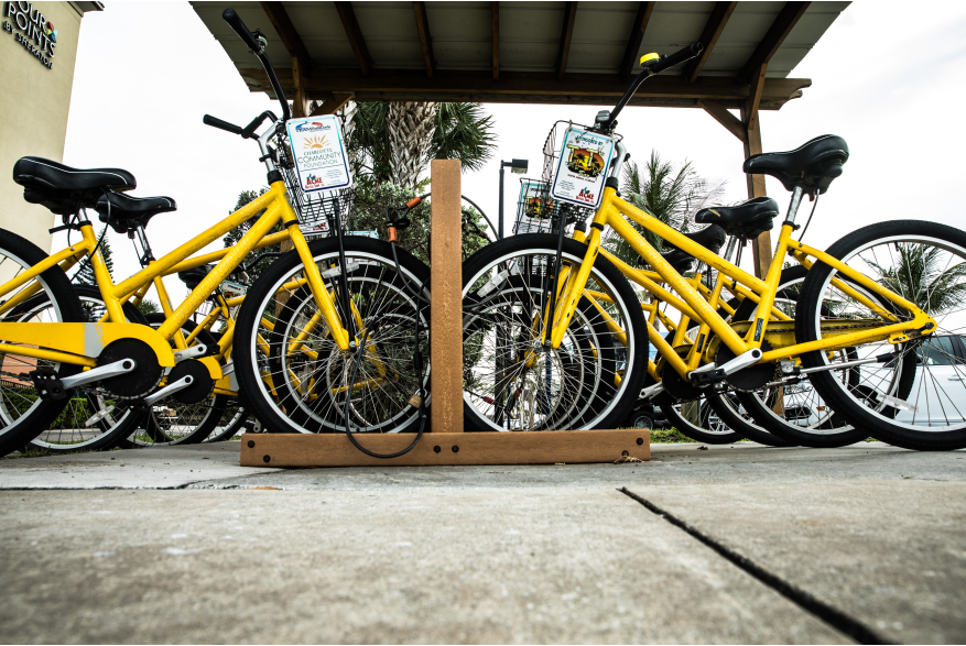 Yellow Loaner Bikes in Punta Gorda