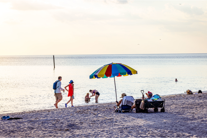 People enjoying Englewood Beach