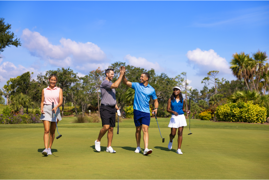 Foursome golfing at Riverwood Golf Club