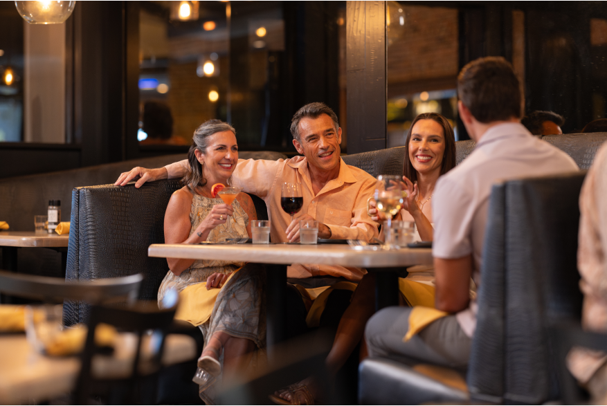 Two Couples at Booth at Winesett House