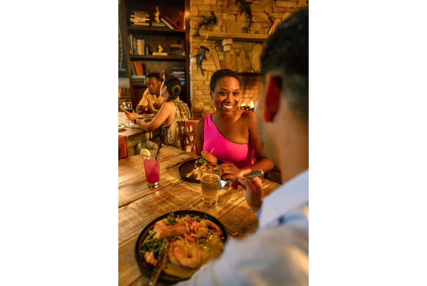 Couple enjoying dinner at the Winesett House in downtown Punta Gorda, Florida