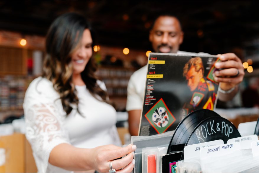 couple looking at vinyl records