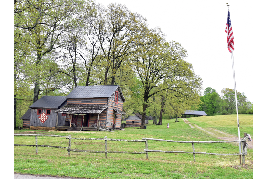 log cabins in a large rural area