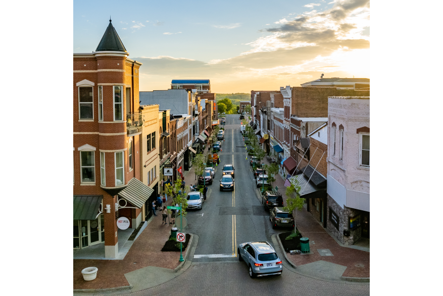 aerial downtown streetscape
