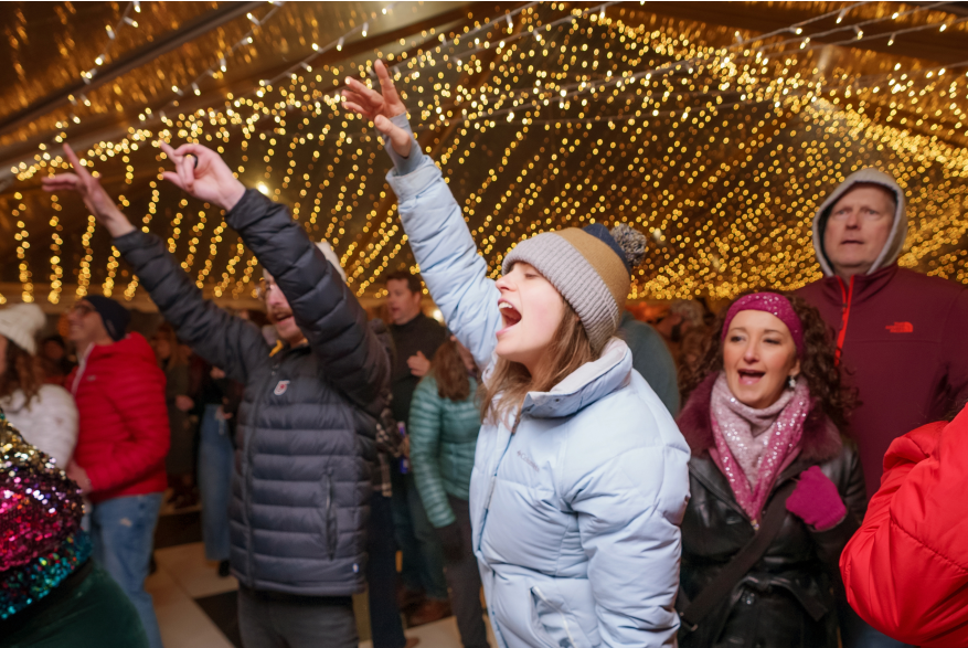 People cheer at the Clarksville New Years Eve Festival.