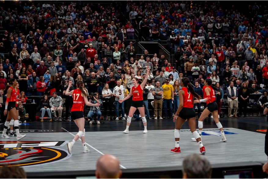 Columbus Fury volleyball team playing during game