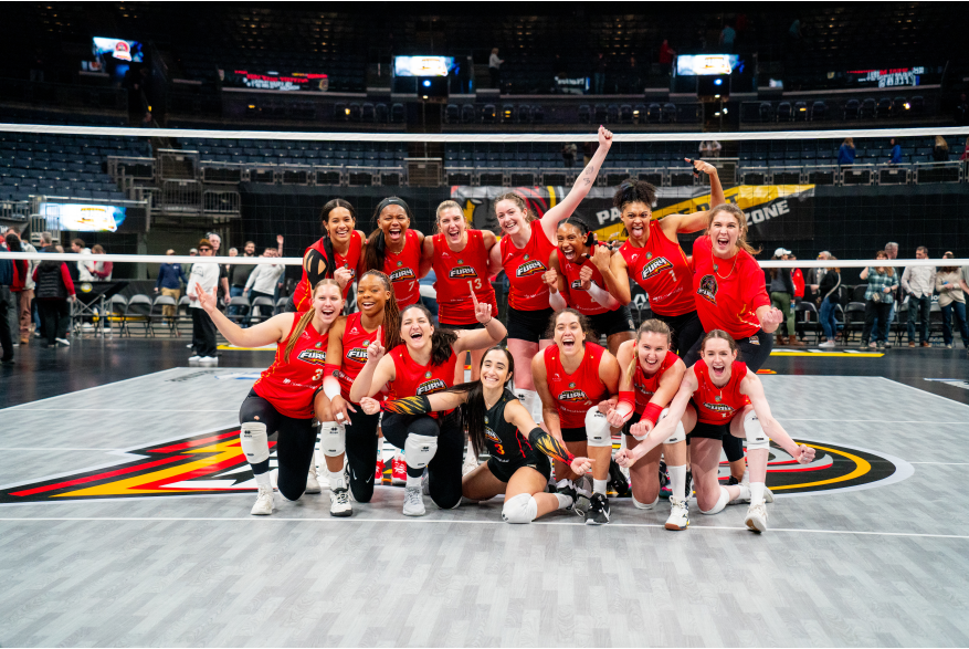 Columbus Fury team posing in Nationwide Arena
