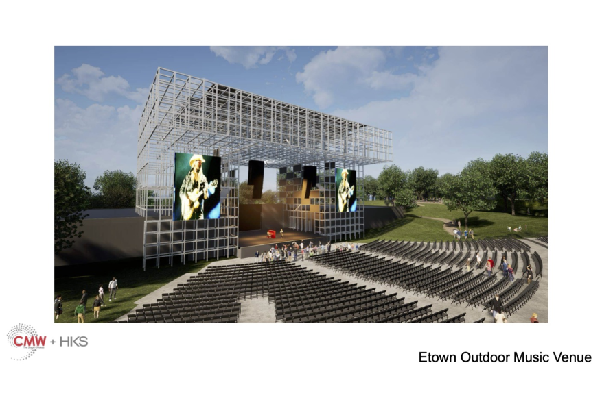 This image is a rendering of the side view the outdoor venue in Elizabethtown, Ky.