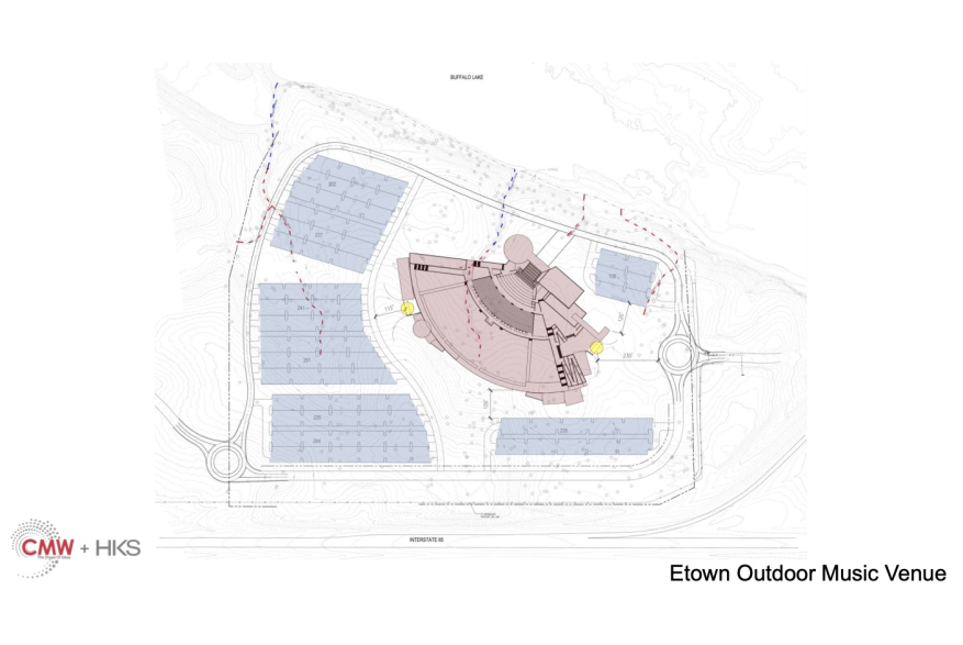 Outline of design for the outdoor venue in Elizabethtown, KY.