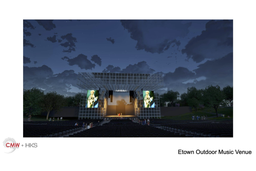 Rendering of the night view of the Outdoor Venue's stage