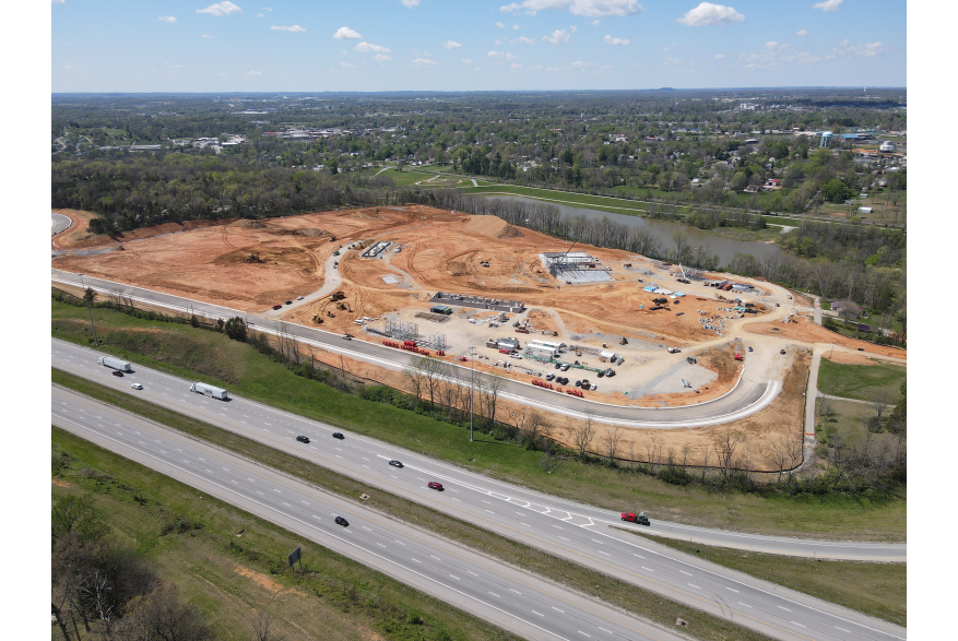 Drone image of the construction of the Outdoor Music venue in Elizabethtown, KY.