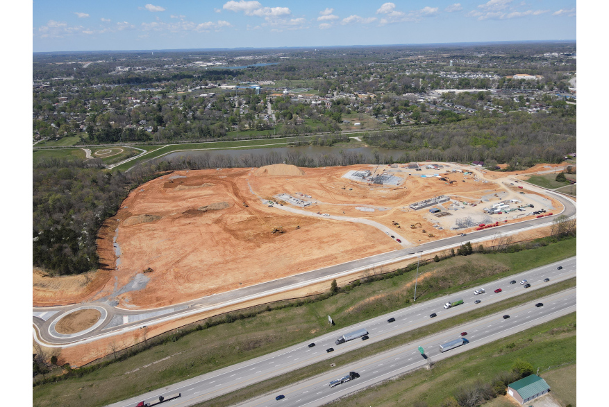 Drone image of the construction of the Outdoor Music venue in Elizabethtown, KY.