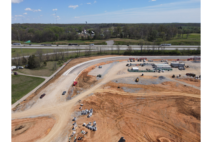 Drone image of the construction of the Outdoor Music venue in Elizabethtown, KY.