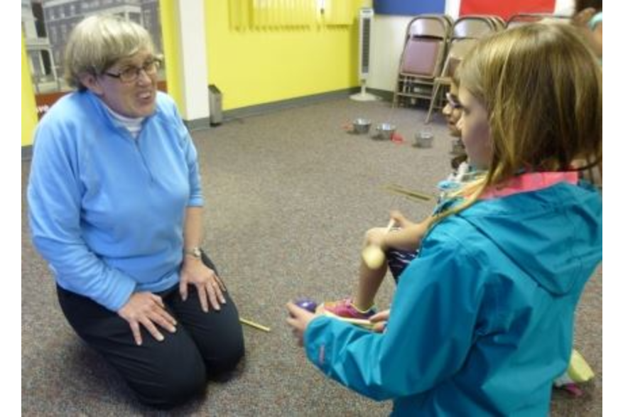 Judy Eckblad with visitor
