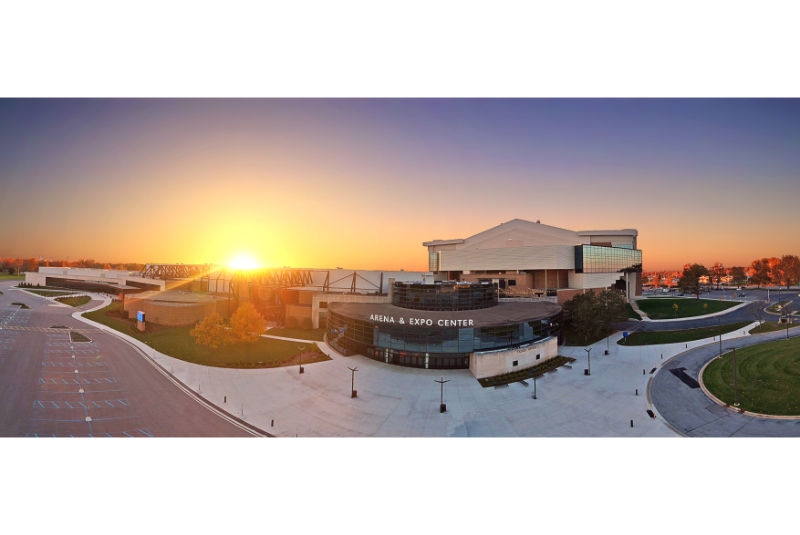Aerial View of Allen County War Memorial Coliseum at Sunset