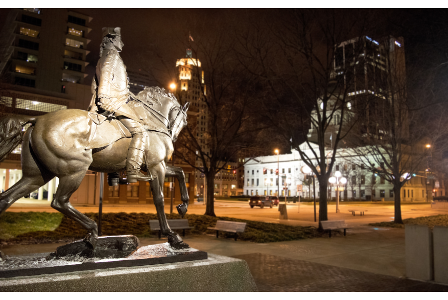 Anthony Wayne Statue at Night