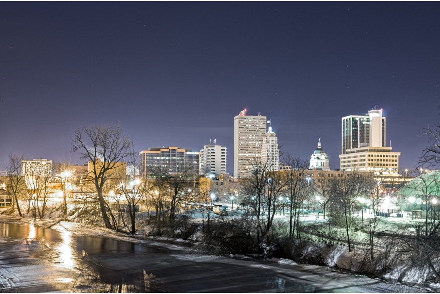 Downtown Evening Skyline from Headwaters Park