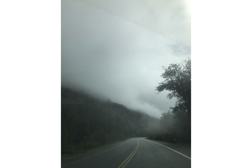 On the way into Haines on a foggy day