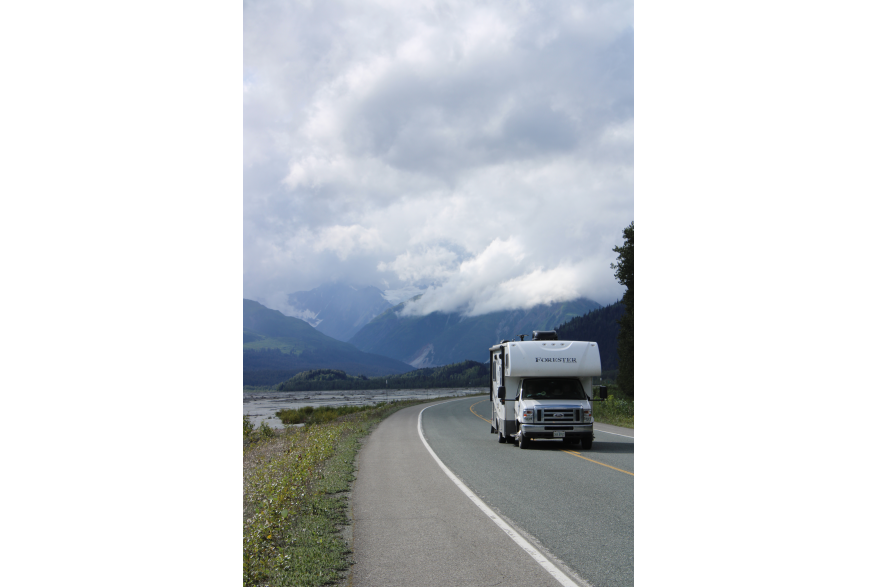 Camper driving on Haines Highway
