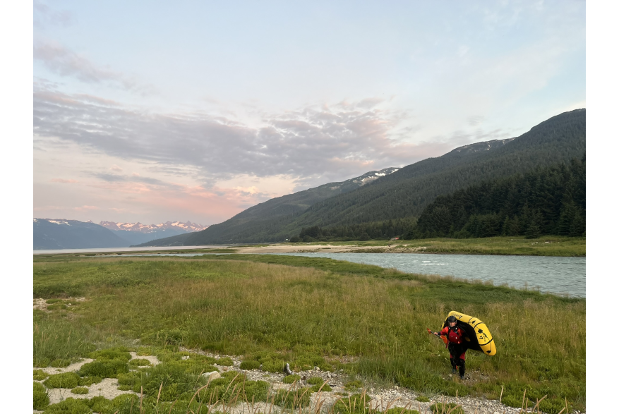 Packraft take out on the Chilkoot Inlet