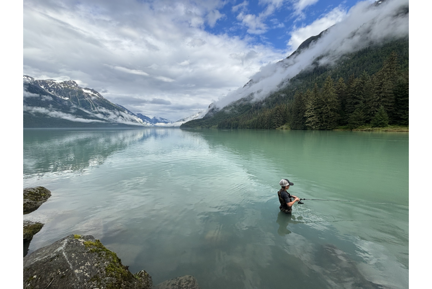 Brady Henderson fishing at Chilkoot Lake