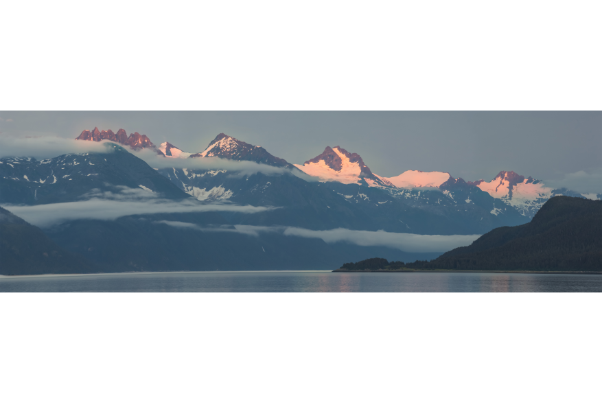I saw this beautiful reflection of sunset to the east side mountain of the Town of Haines so beautiful