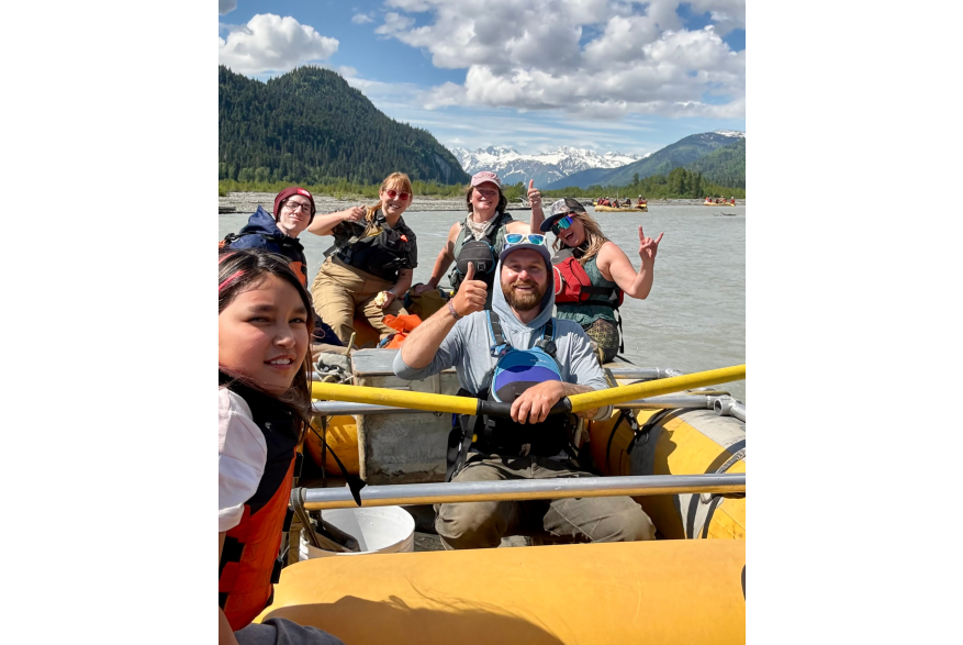 Friends rafting on the Chilkat River