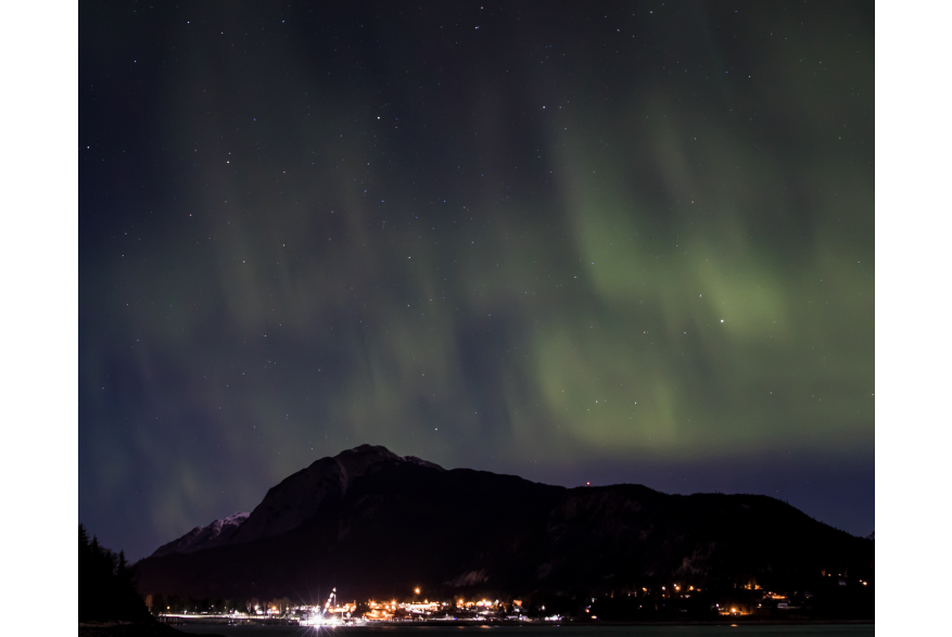 Northern Lights over Haines, vantage point from Beach Road