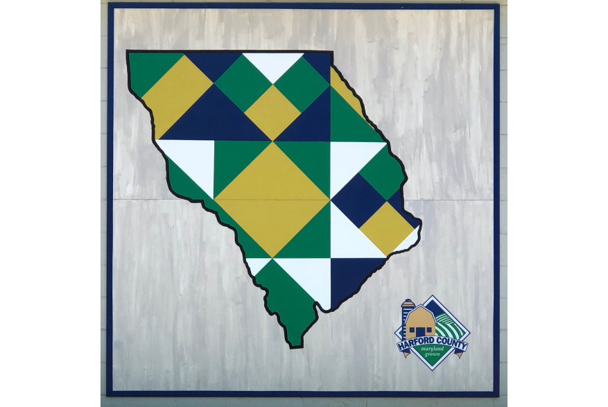 Barn Quilt with Blue, Green and Yellow