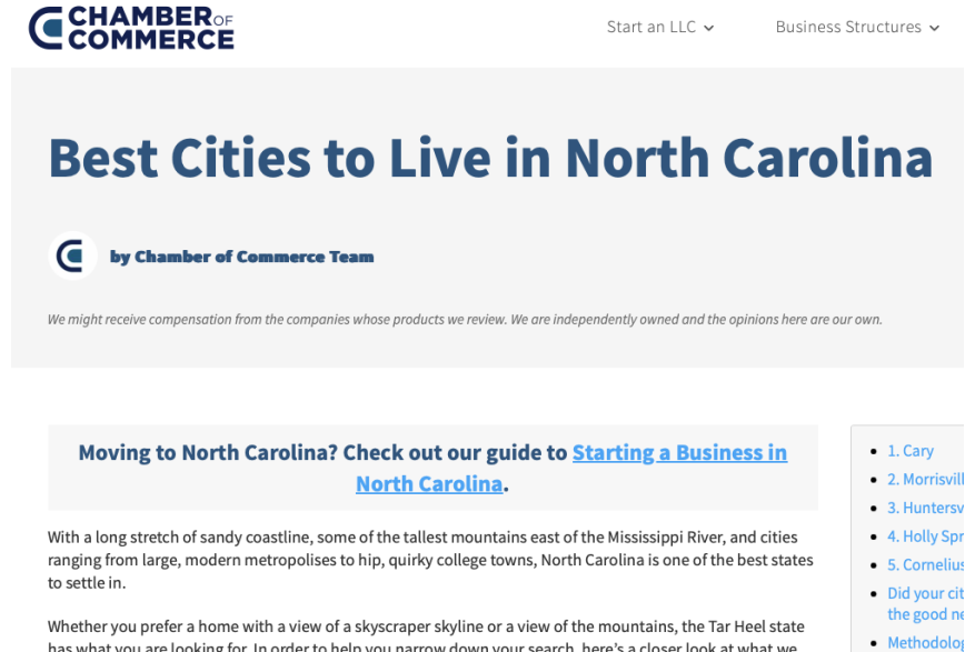 Best Cities to Live in North Carolina